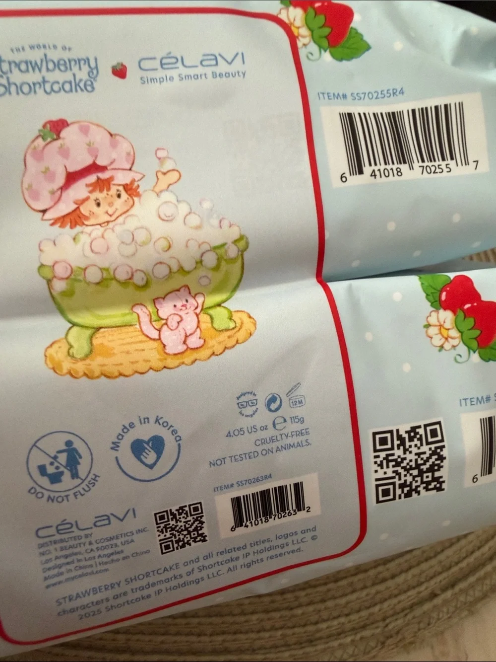 Strawberry Shortcake x Celavi MakeUp Remover Cleansing Tissues - Micellar 2 pack